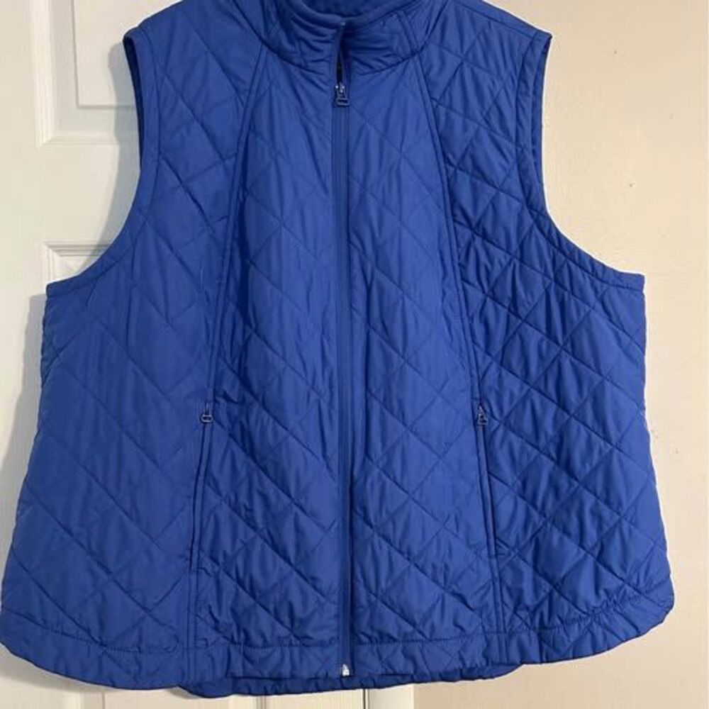 T by Talbots Women’s 3X Blue Quilted Vest Full Zip Lightweight Plus Size